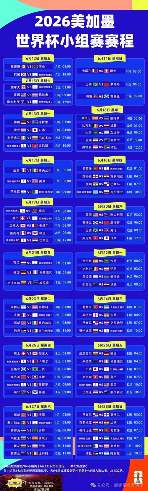 2026世界杯比赛时间今日实时赛程怎么看